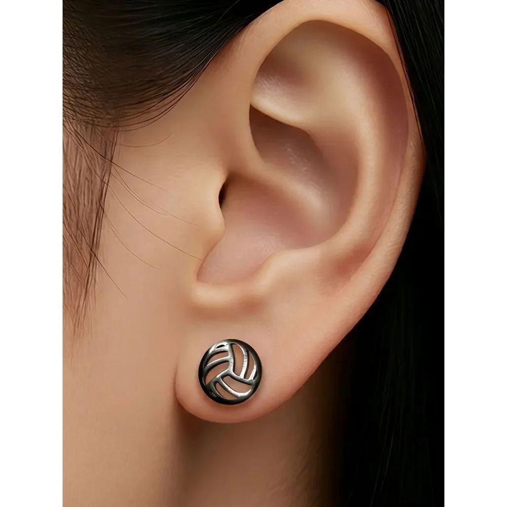 Volleyball Stainless Steel Earrings Stud Gift VB Player Summer Olympics Games